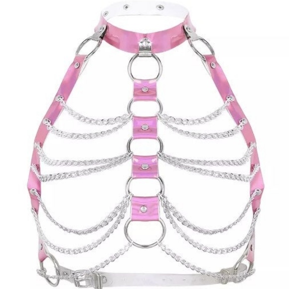 Dolls Kill Accessories - Pretty In Pink Metallic Harness